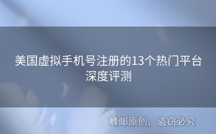 美國虛擬手機號注冊的13個熱門平臺深度評測