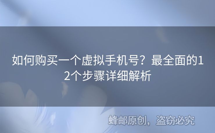 如何購(gòu)買一個(gè)虛擬手機(jī)號(hào)？最全面的12個(gè)步驟詳細(xì)解析