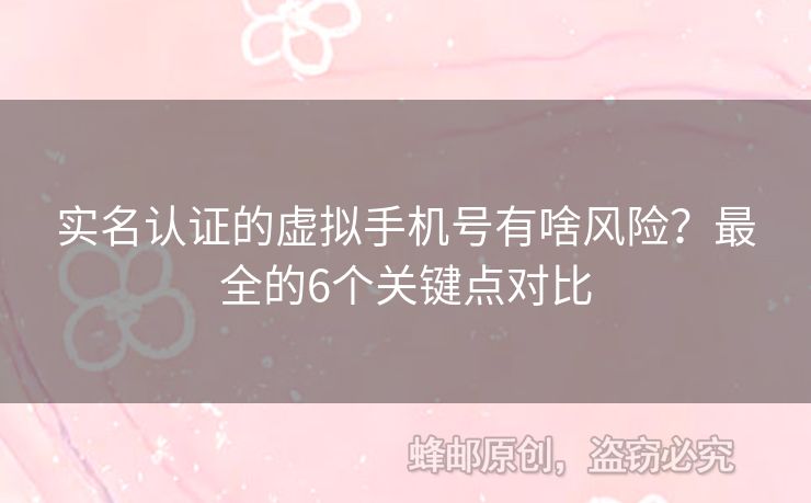 實(shí)名認(rèn)證的虛擬手機(jī)號有啥風(fēng)險？最全的6個關(guān)鍵點(diǎn)對比