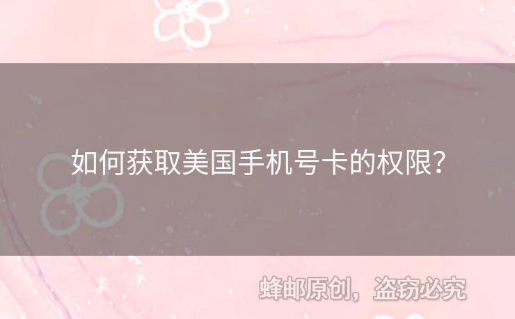 如何獲取美國手機號卡的權(quán)限？