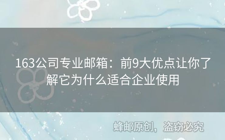 163公司專業(yè)郵箱：前9大優(yōu)點(diǎn)讓你了解它為什么適合企業(yè)使用