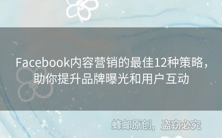 Facebook內(nèi)容營(yíng)銷的最佳12種策略，助你提升品牌曝光和用戶互動(dòng)