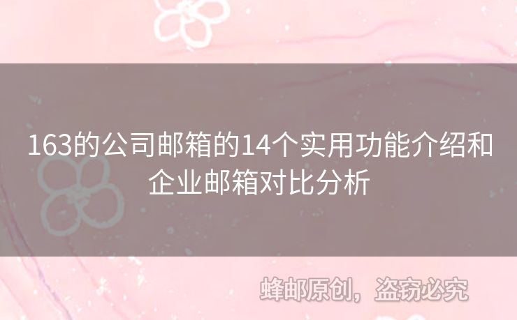163的公司郵箱的14個實用功能介紹和企業(yè)郵箱對比分析