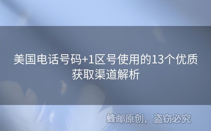 美國電話號碼+1區(qū)號使用的13個優(yōu)質獲取渠道解析