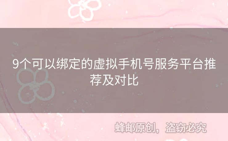 9個(gè)可以綁定的虛擬手機(jī)號(hào)服務(wù)平臺(tái)推薦及對(duì)比