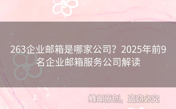 263企業(yè)郵箱是哪家公司？2025年前9名企業(yè)郵箱服務(wù)公司解讀