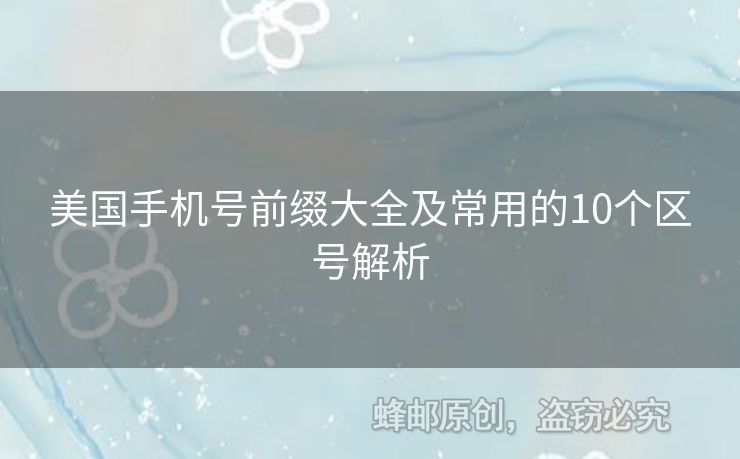 美國手機號前綴大全及常用的10個區(qū)號解析