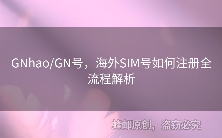GNhao/GN號(hào)，海外SIM號(hào)如何注冊全流程解析