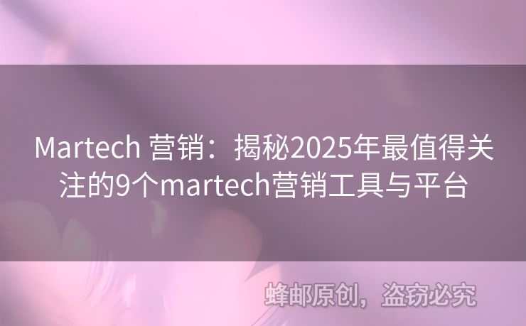 Martech 營銷：揭秘2025年最值得關(guān)注的9個martech營銷工具與平臺
