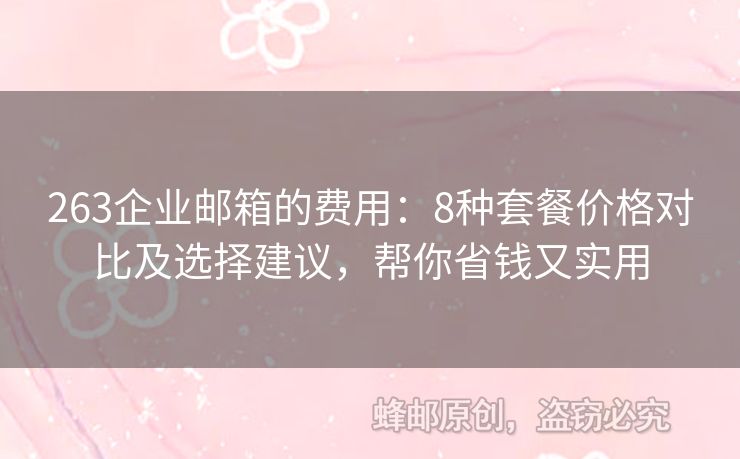 263企業(yè)郵箱的費用：8種套餐價格對比及選擇建議，幫你省錢又實用