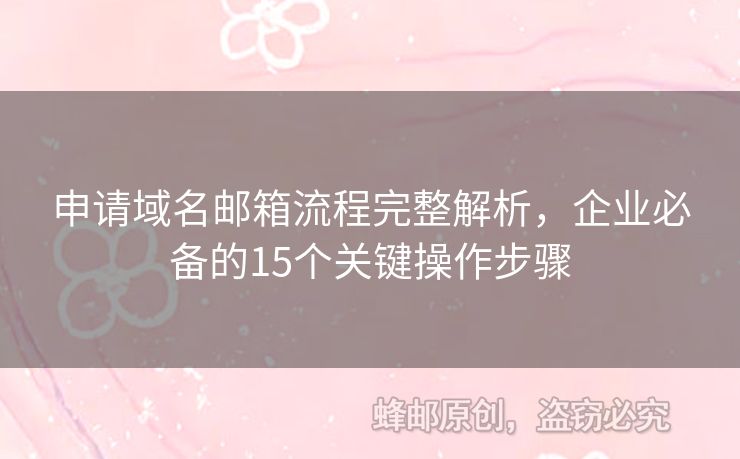 申請域名郵箱流程完整解析，企業(yè)必備的15個關(guān)鍵操作步驟