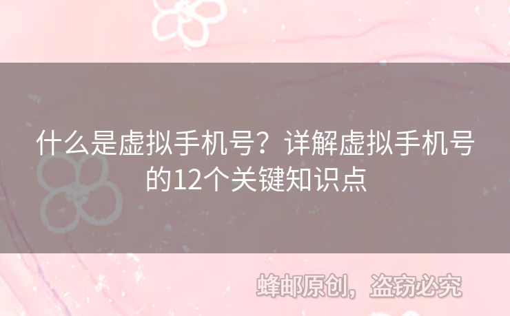什么是虛擬手機(jī)號(hào)？詳解虛擬手機(jī)號(hào)的12個(gè)關(guān)鍵知識(shí)點(diǎn)
