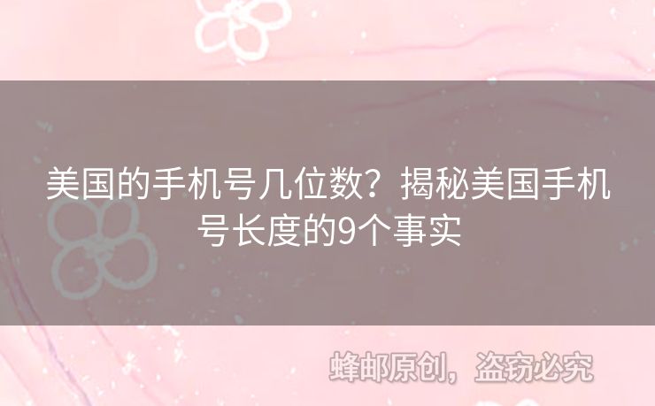 美國的手機(jī)號幾位數(shù)？揭秘美國手機(jī)號長度的9個(gè)事實(shí)