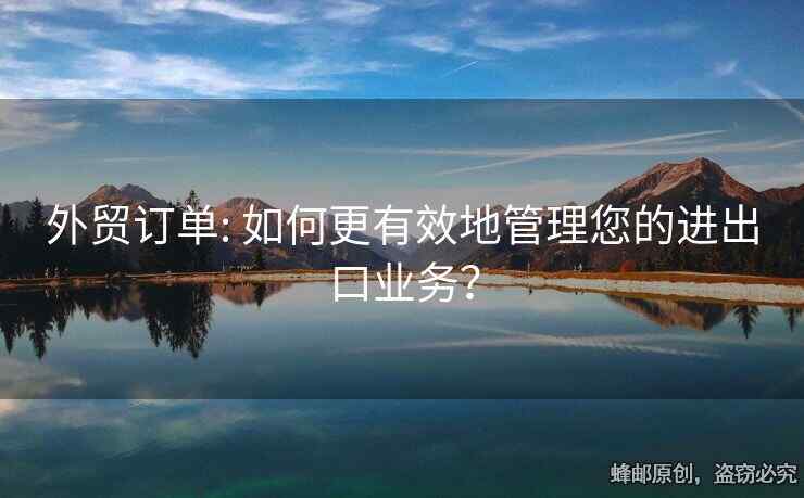 外貿(mào)訂單: 如何更有效地管理您的進(jìn)出口業(yè)務(wù)？