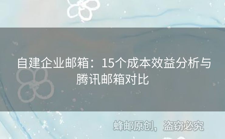 自建企業(yè)郵箱：15個(gè)成本效益分析與騰訊郵箱對(duì)比