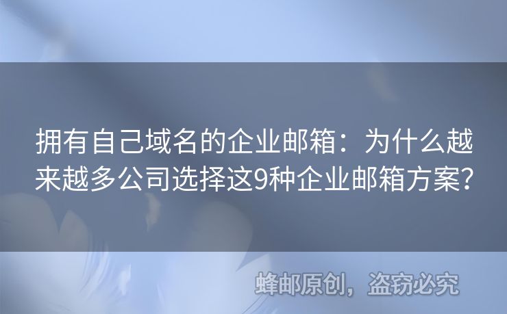 擁有自己域名的企業(yè)郵箱：為什么越來越多公司選擇這9種企業(yè)郵箱方案？