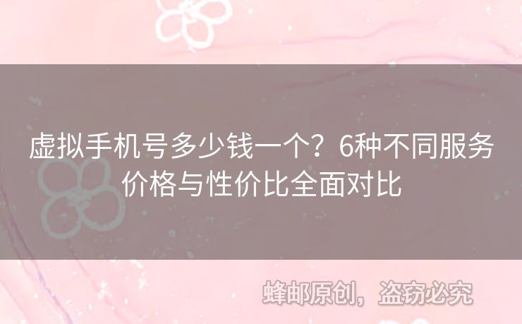 虛擬手機(jī)號(hào)多少錢一個(gè)？6種不同服務(wù)價(jià)格與性價(jià)比全面對(duì)比