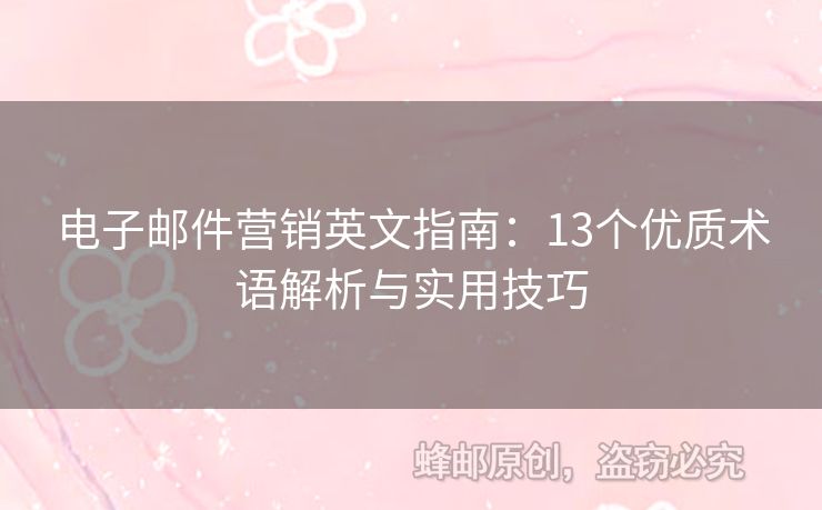 電子郵件營銷英文指南：13個(gè)優(yōu)質(zhì)術(shù)語解析與實(shí)用技巧