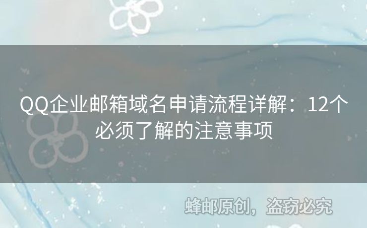 QQ企業(yè)郵箱域名申請流程詳解：12個必須了解的注意事項