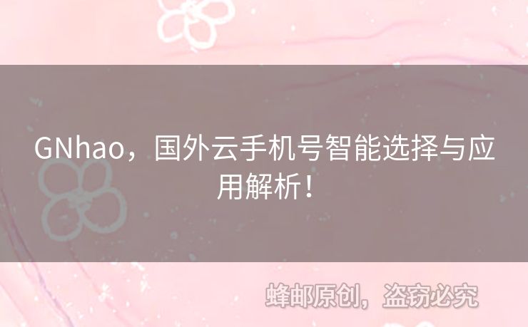 GNhao，國(guó)外云手機(jī)號(hào)智能選擇與應(yīng)用解析！
