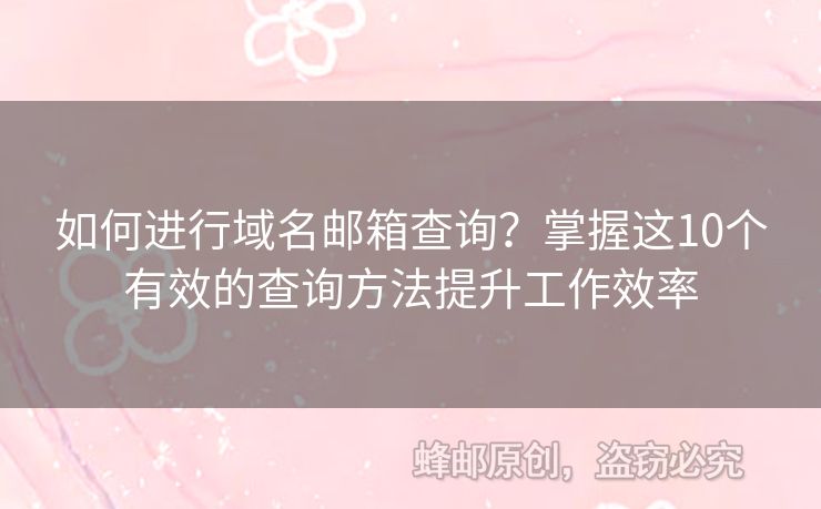 如何進(jìn)行域名郵箱查詢？掌握這10個(gè)有效的查詢方法提升工作效率