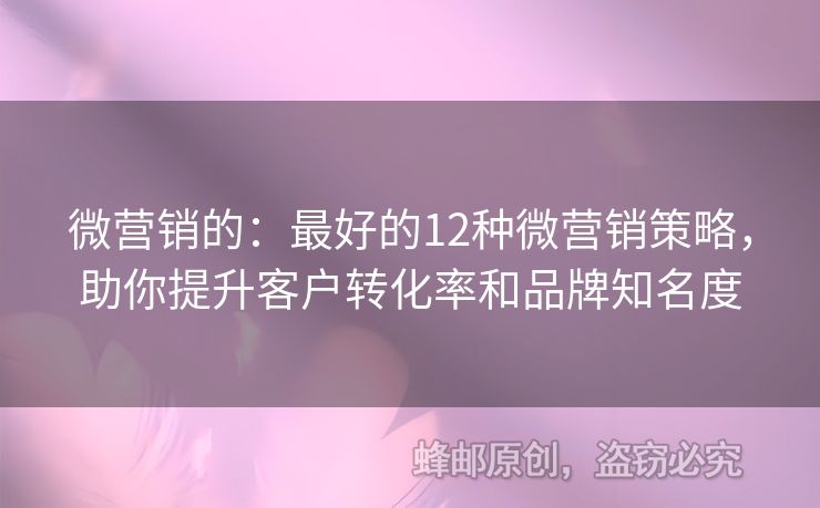 微營銷的：最好的12種微營銷策略，助你提升客戶轉(zhuǎn)化率和品牌知名度
