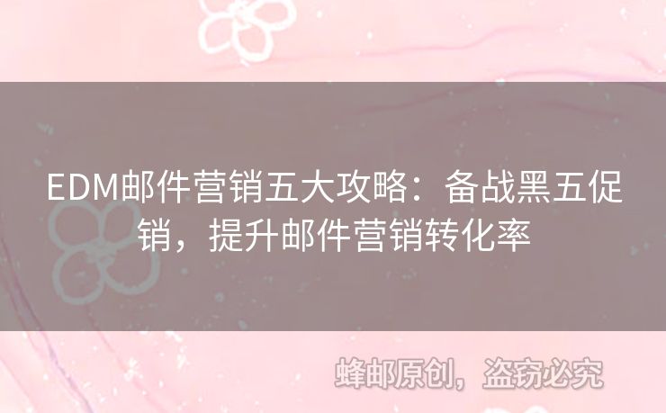 EDM郵件營銷五大攻略：備戰(zhàn)黑五促銷，提升郵件營銷轉化率